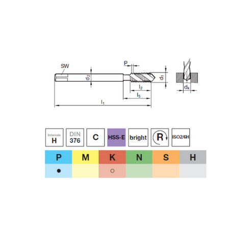 Machine Tap  (M12-M20) HSS-E DIN376, 73664